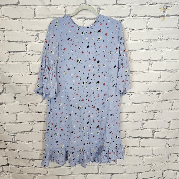 Ganni Dainty Georgette Dress In Serenity Blue - Picture 2 of 9